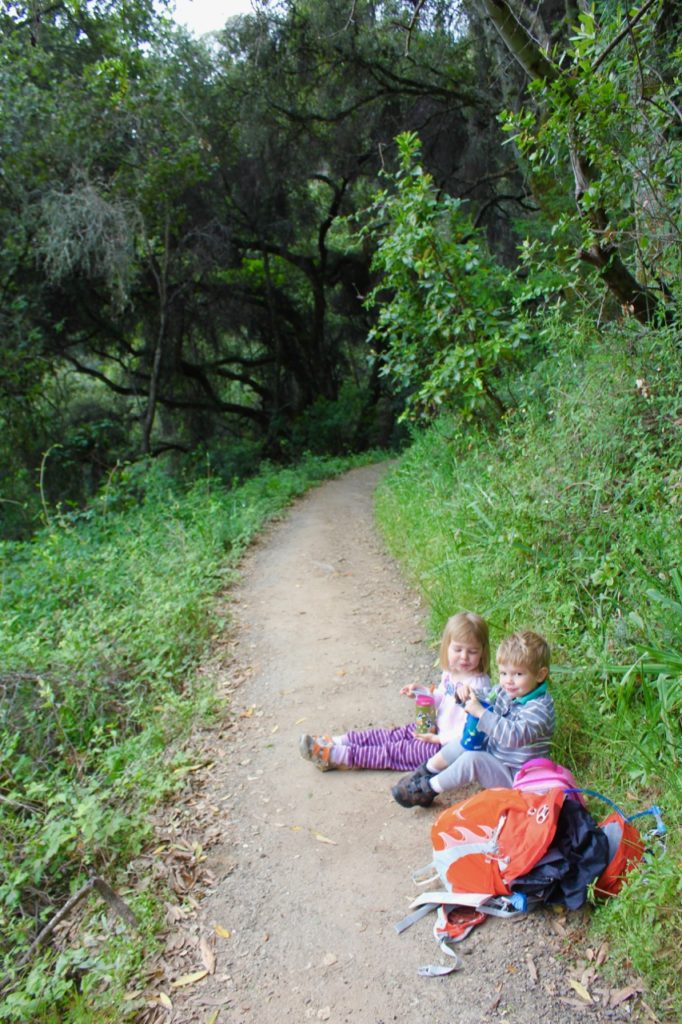 Kids resting on the trail