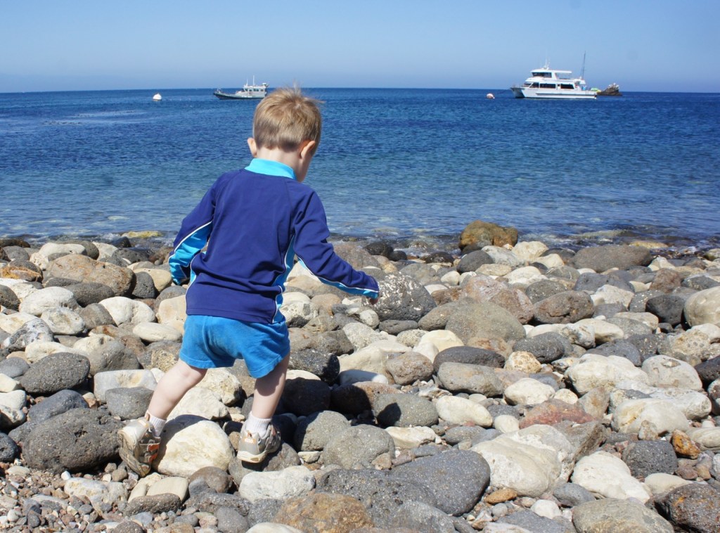 K on the beach at Scorpion Anchorage