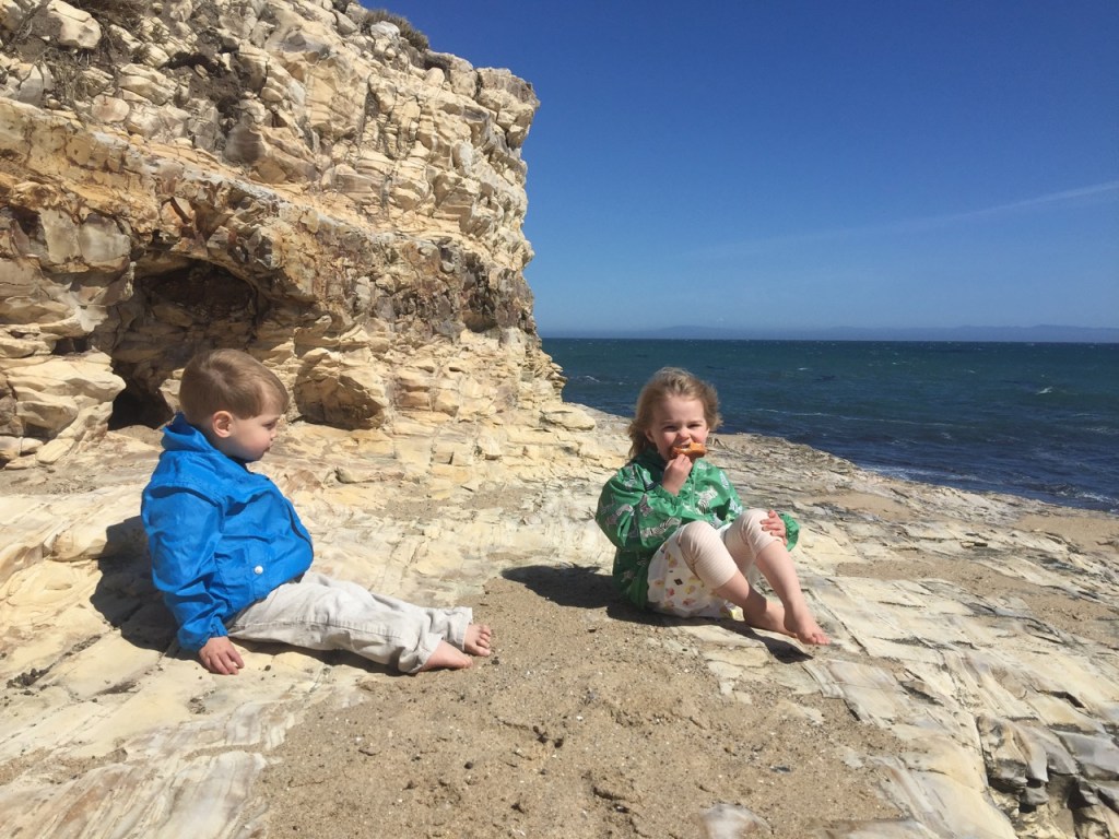 Enjoying a muffin on the cliffs