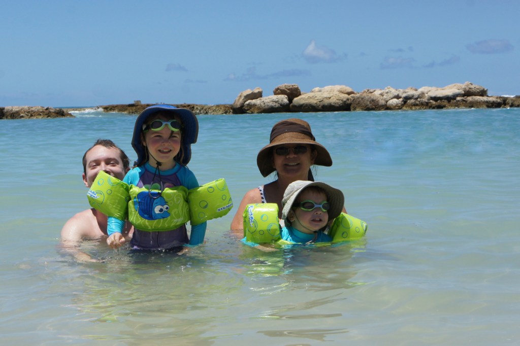 Family in the lagoon