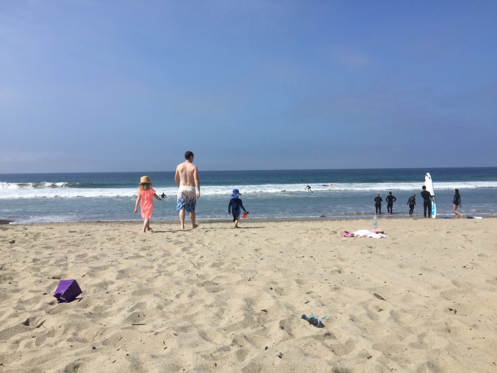 The kids ready to play at Zuma Beach