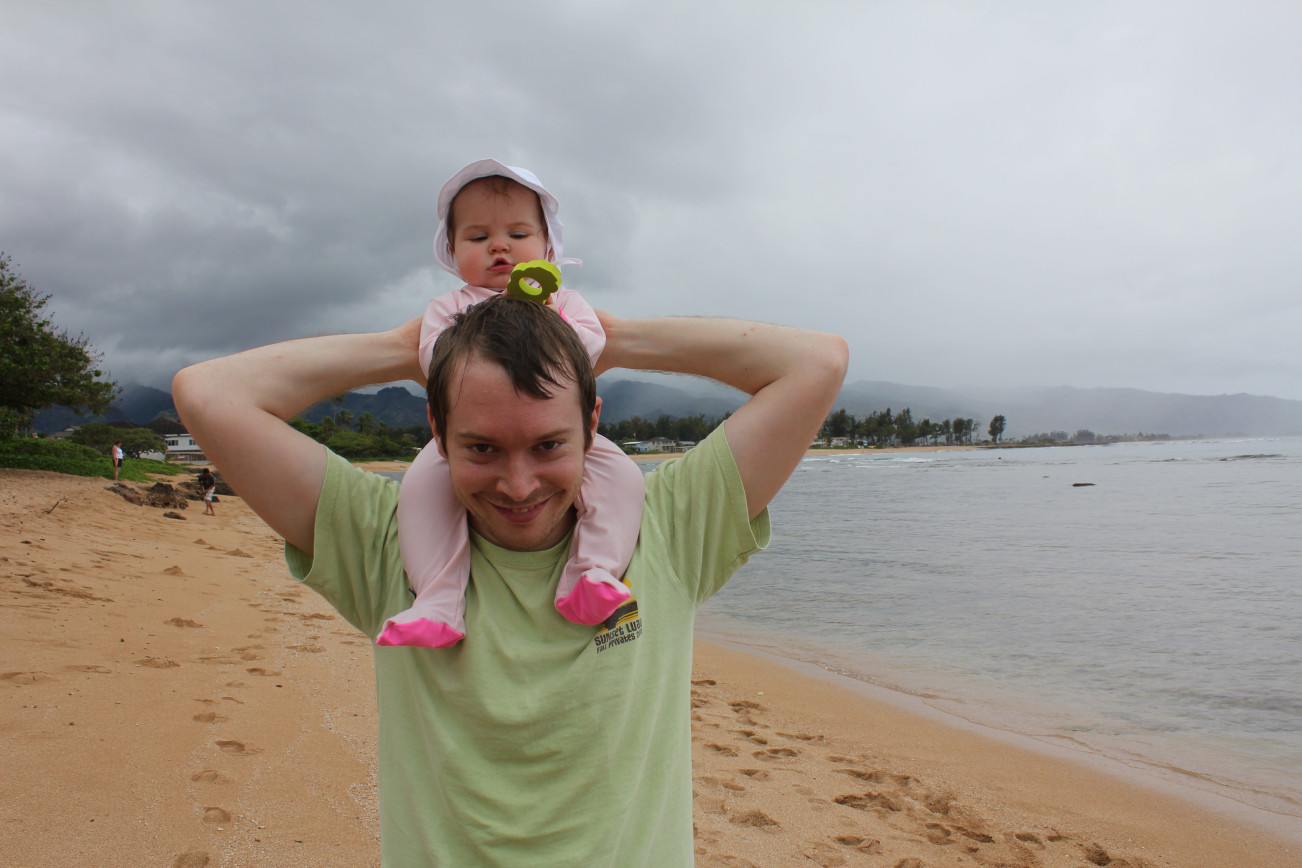 Hawaii with a baby and her footed swim suit