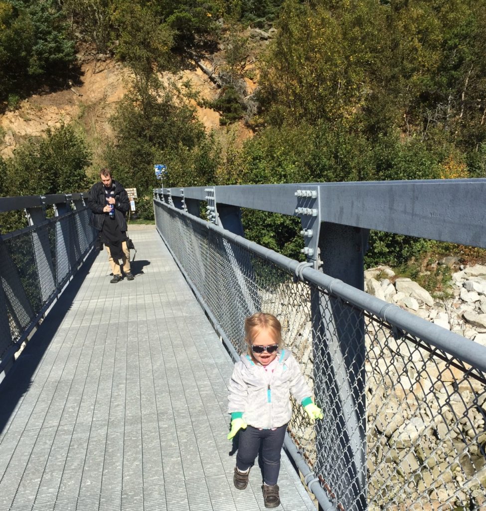 HJ crossing the bridge in Skagway