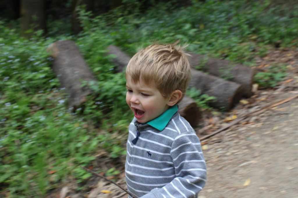 K running down the path