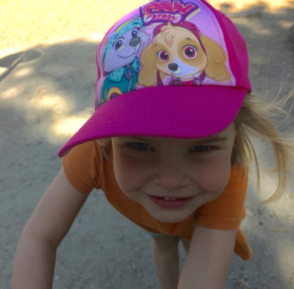 HJ in her Paw Patrol hat